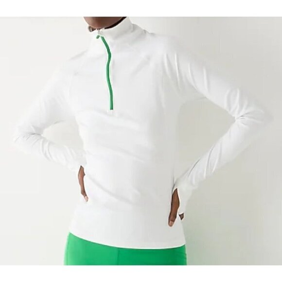 New J Crew Size M CloudStretch half-zip pullover White mock neck *Stains* - Picture 1 of 14